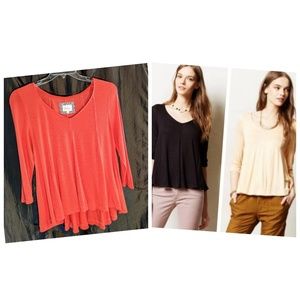 Anthropologie | Deletta Coral Scoop Swing Top